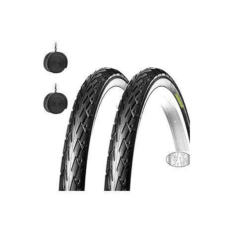 2 COPERTONI 700 X 32 C (32-622) + CAMERE PNEUMATICI NERI STRADALI BICI TREKKING Ecovelo