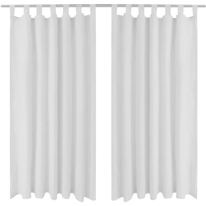 

2 cortinas blancas micro-satinadas con trabillas, 140 x 175 cm - Blanco