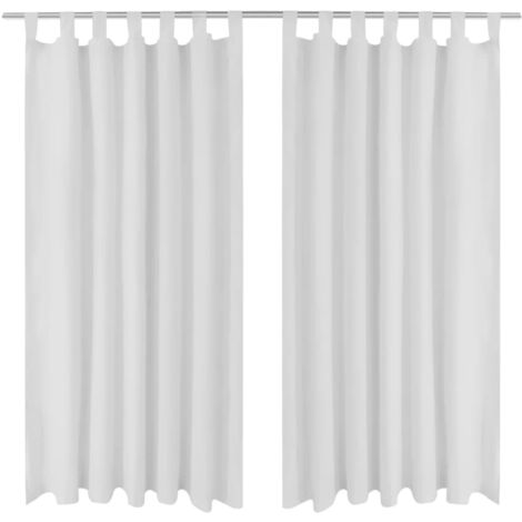 2 cortinas blancas micro-satinadas con trabillas, 140 x 175 cm