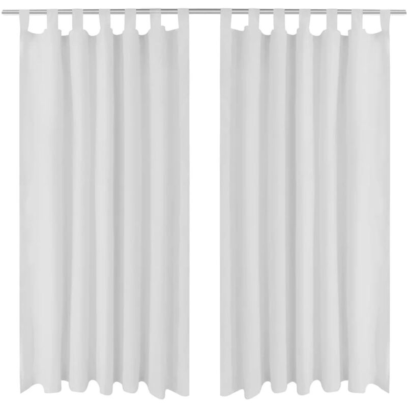 

2 cortinas blancas micro-satinadas con trabillas, 140 x 175 cm - Rogal