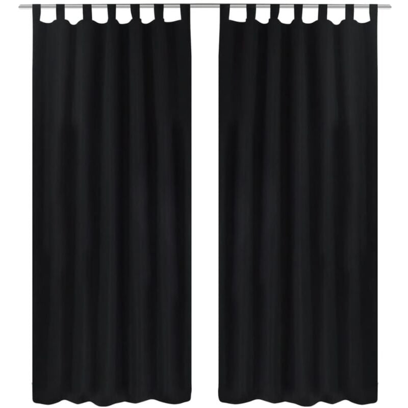 

Cortinas Micro-Satinadas con Trabillas 2 Unidades Negras 140x175 cm - Negro - Vidaxl