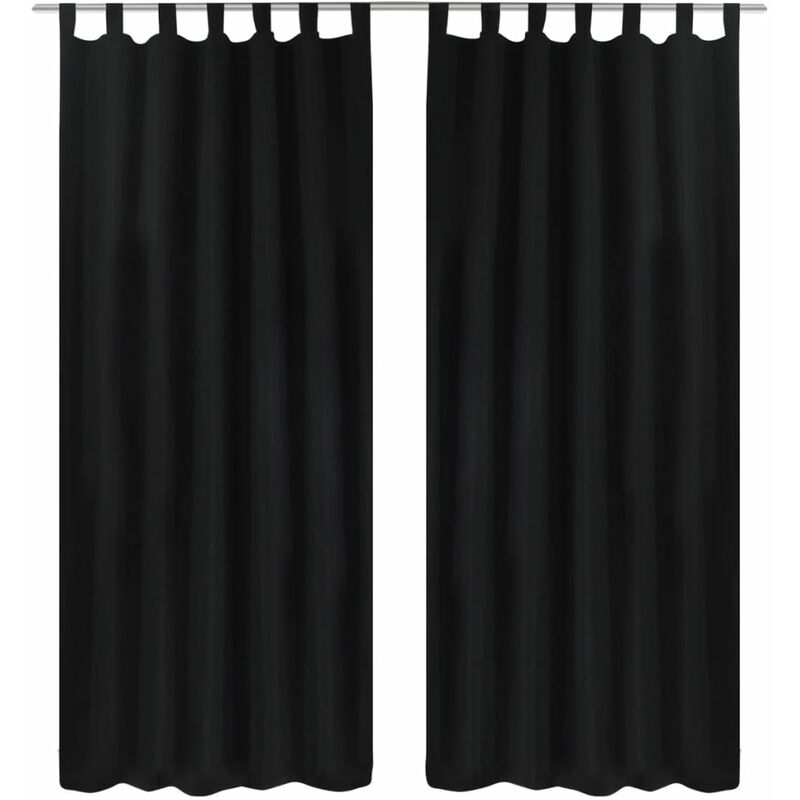 

Cortinas Micro-Satinadas con Trabillas 2 Unidades Negras 140x225 cm - Negro - Vidaxl