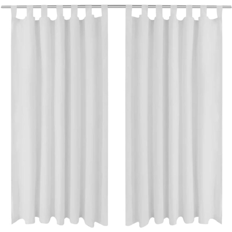 

vidaXL Cortinas Micro-Satinadas con Trabillas 2 Unidades Blancas 140x175 cm - Blanco