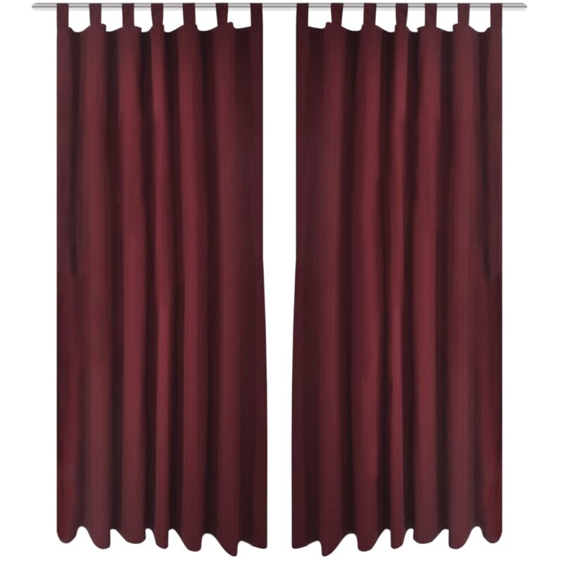 

vidaXL Cortinas Micro-Satinadas con Trabillas 2 Unidades Color Burdeos 140x175 cm - Rojo
