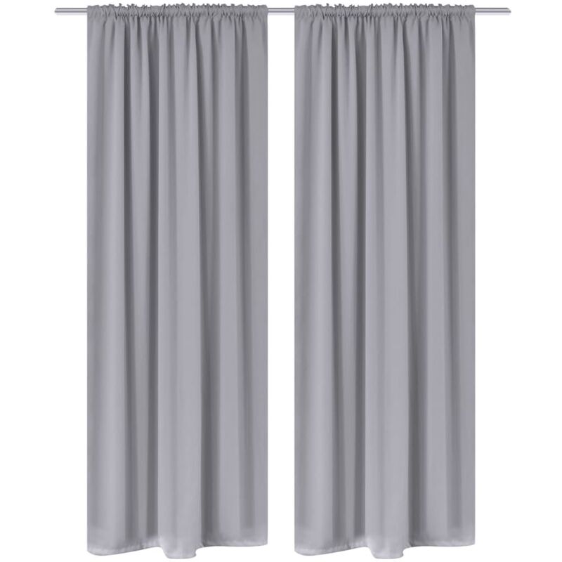 

2 cortinas grises oscuras con jaretas, blackout 135 x 245 cm - Gris