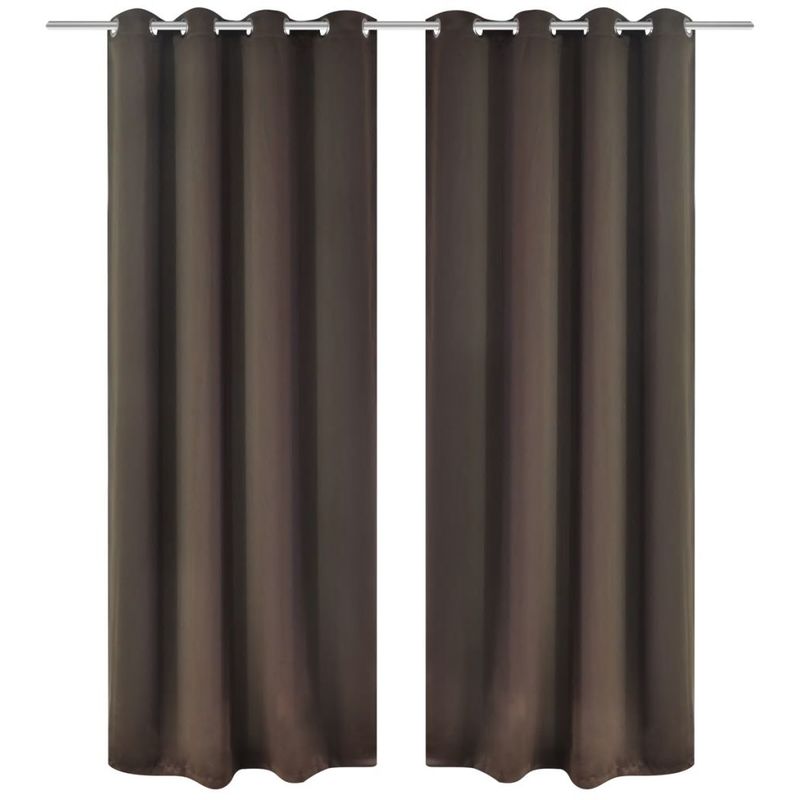 

2 cortinas marrones oscuras con anillas blackout 135x245cm