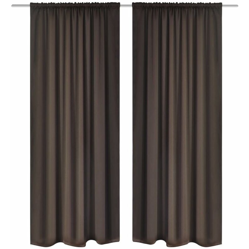 

2 cortinas marrones oscuras con jaretas, blackout 135 x 245 cm