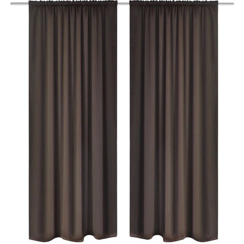 

2 cortinas marrones oscuras con jaretas, blackout 135 x 245 cm - Marrón