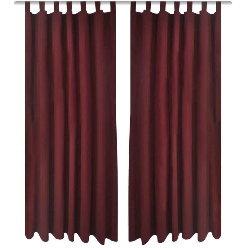 

2 cortinas micro-satinadas con trabillas color burdeos, 140 x 175 cm