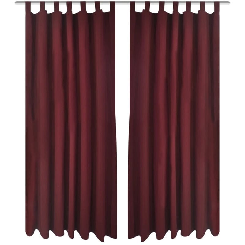 

2 cortinas micro-satinadas con trabillas color burdeos, 140 x 175 cm