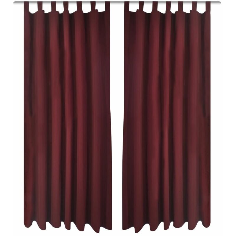 

2 cortinas micro-satinadas con trabillas color burdeos, 140 x 175 cm