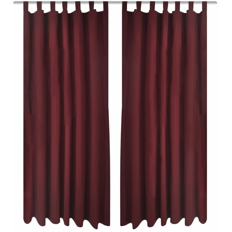 

2 cortinas micro-satinadas con trabillas color burdeos, 140 x 175 cm - Rojo