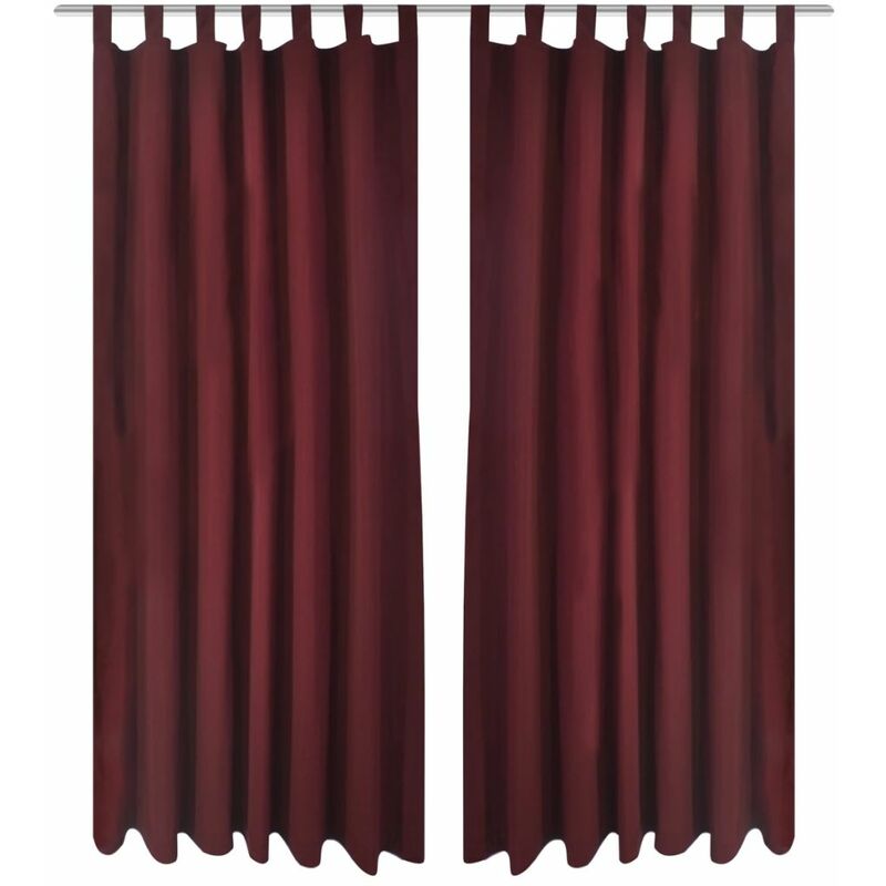 

2 cortinas micro-satinadas con trabillas color burdeos, 140 x 245 cm