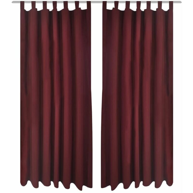 

2 cortinas micro-satinadas con trabillas color burdeos, 140 x 245 cm