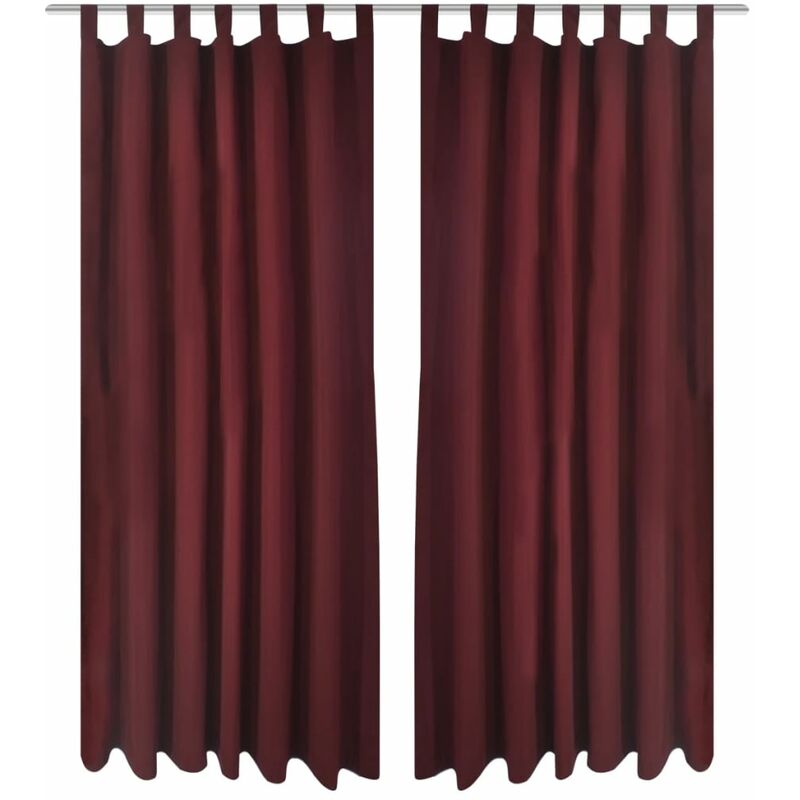 

2 cortinas micro-satinadas con trabillas color burdeos, 140 x 245 cm - Rojo