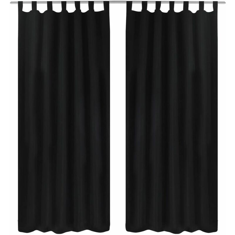 

2 cortinas negras micro-satinadas con trabillas, 140 x 175 cm