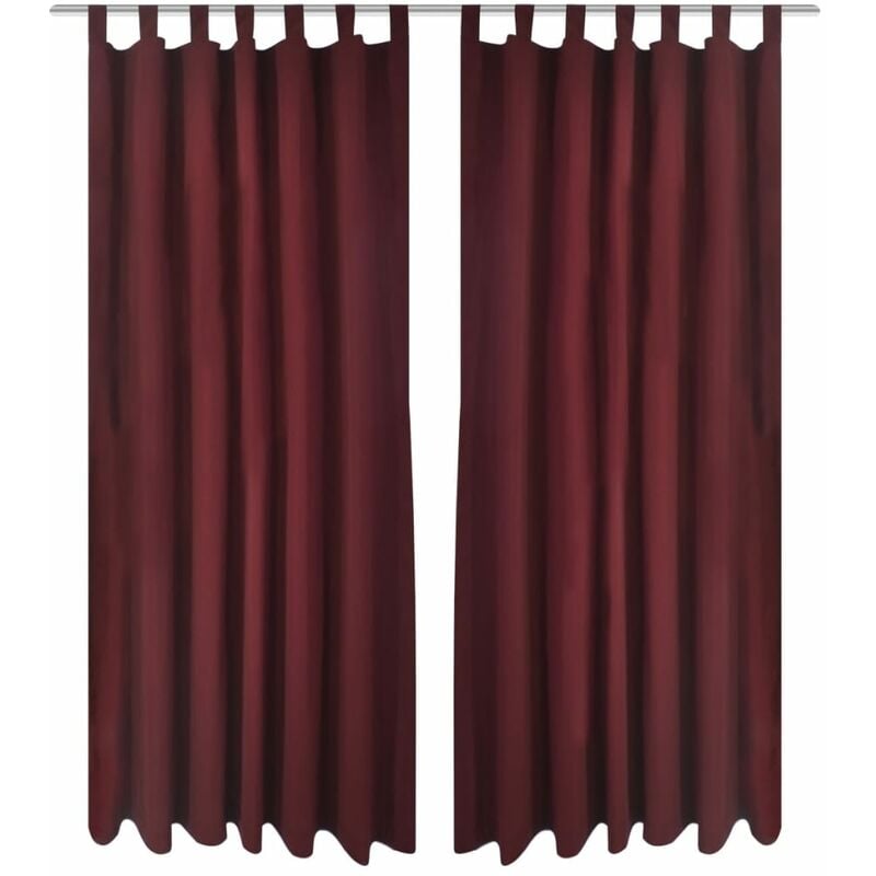 

Cortinas Micro-Satinadas con Trabillas 2 Unidades Color Burdeos 140x225 cm - Rojo - Vidaxl