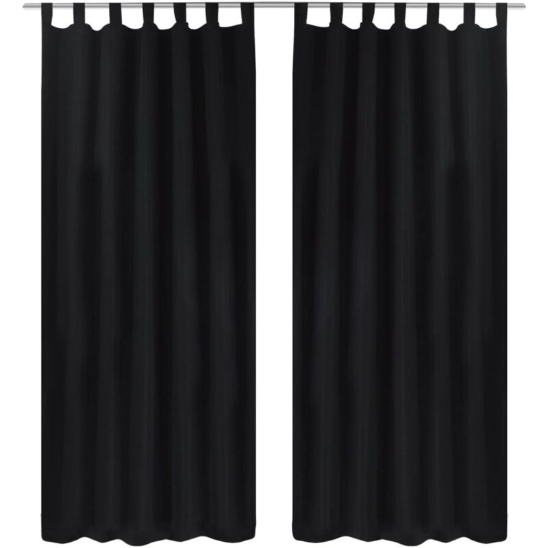 

2 cortinas negras micro-satinadas con trabillas, 140 x 225 cm