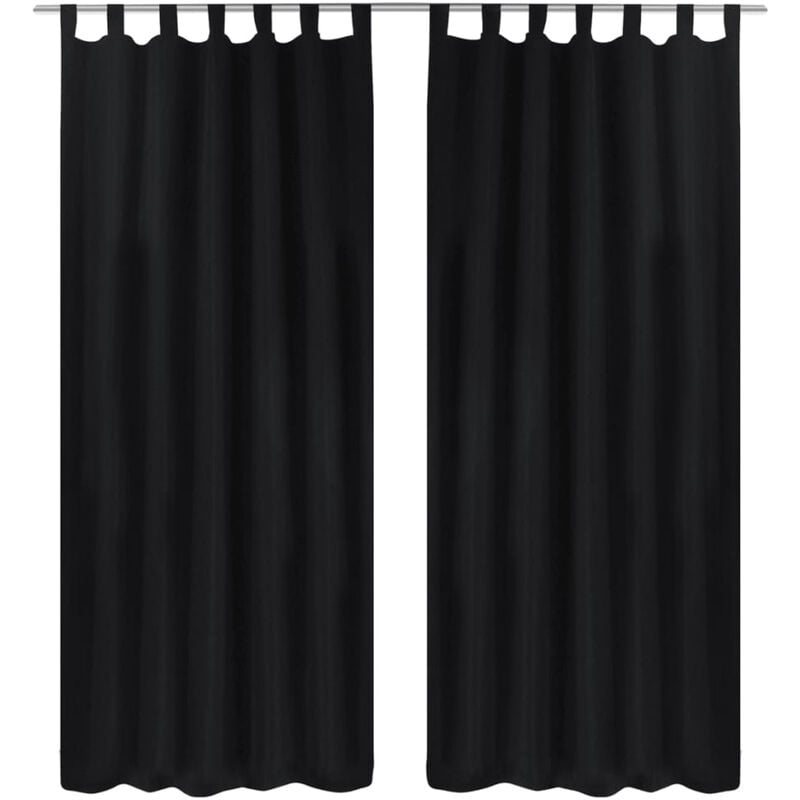 

2 cortinas negras micro-satinadas con trabillas, 140 x 225 cm