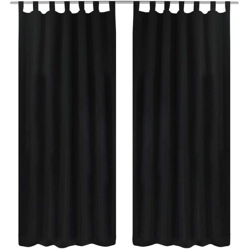 

2 cortinas negras micro-satinadas con trabillas, 140 x 245 cm