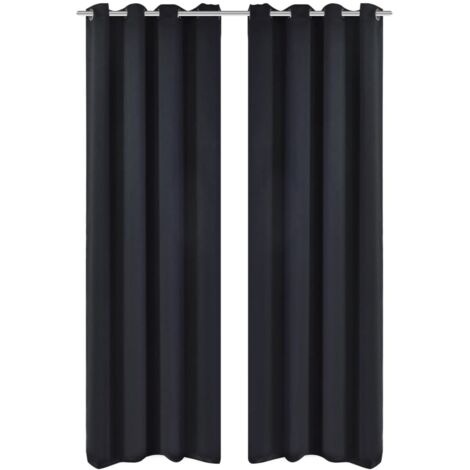 2 cortinas negras oscuras con anillas metálicas, blackout 135 x 245 cm vidaXL751126