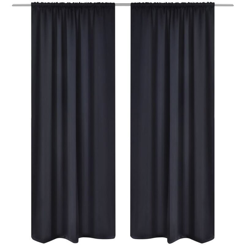 

2 cortinas negras oscuras con jaretas, blackout 135 x 245 cm - Negro
