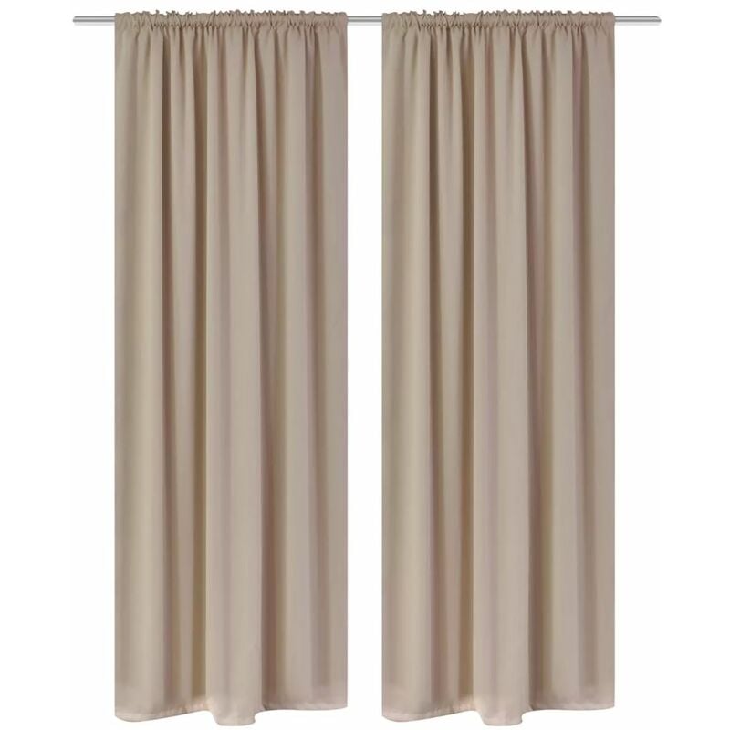 

2 cortinas oscuras con jaretas blanco crema blackout 135 x 245 cm
