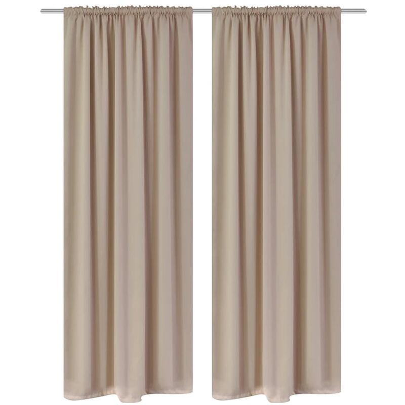 

2 cortinas oscuras con jaretas blanco crema blackout 135 x 245 cm - Crema