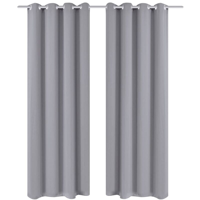 

Cortinas 2 Unidades 135x245cm Grises Oscuras con Anillas Metálicas Blackout - Gris - Vidaxl