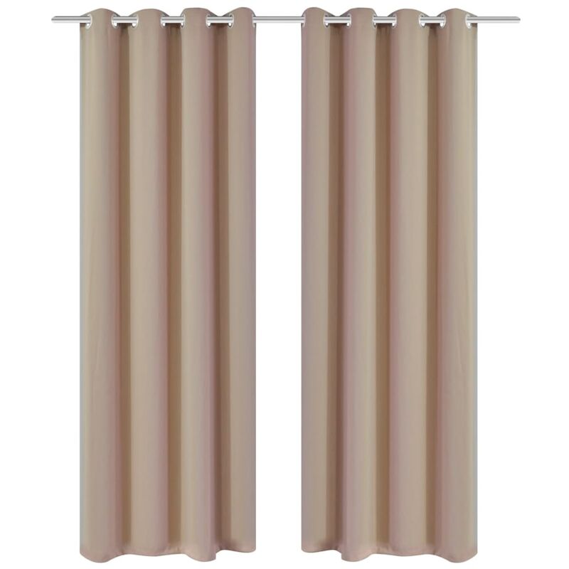

2 cortinas oscurecedoras con anillas blanco crema blackout 135x245cm - Crema