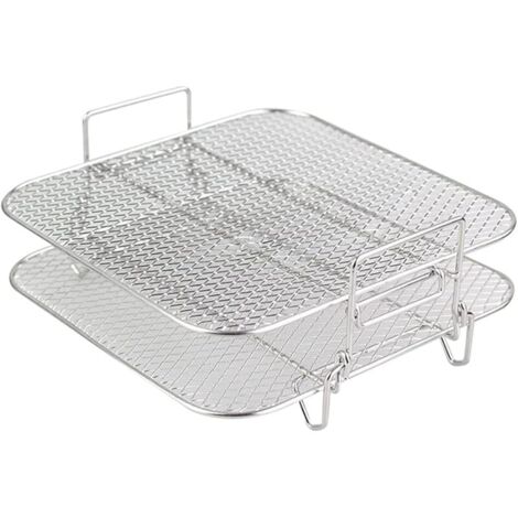 2-Couches Air Fryer Rack Grille Empilable Grille Grille Air Fryer Grille Grille en Acier Inoxydable pour 4.2-5.8QT Air Fryer Cuisine Four Cuiseur Vapeur