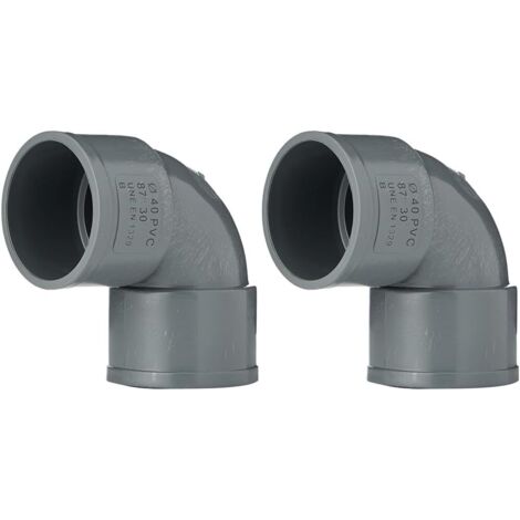 2 - Coude PVC - Raccord 40mm - Angle 87 Degrés - Femelle Femelle - Pour Evacuation Eau - Gris - 40x40mm