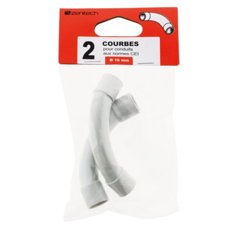 2 courbes grand rayon Ø 16mm - gris