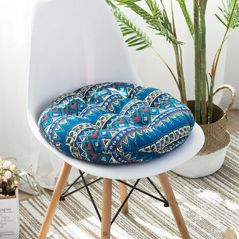2 coussins d'assise 45x45cm, coussins de chaise pour l'intérieur et l'extérieur - décoration de coussins de chaise de salon de jardin. (rond, bleu)