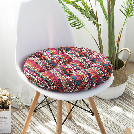 2 coussins d'assise 45x45cm, coussins de chaise pour l'intérieur et l'extérieur - décoration de coussins de chaise de salon de jardin. (rond, rouge)