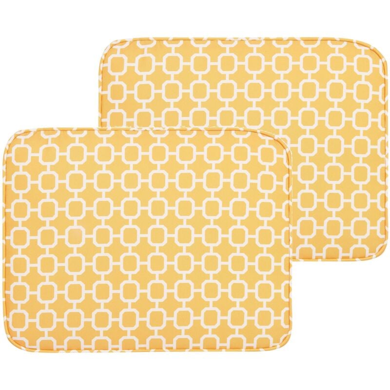 Lot 2 Coussins d'Assise en Polyester Jaune Résistant aux uv Taies Déhoussables Fiji