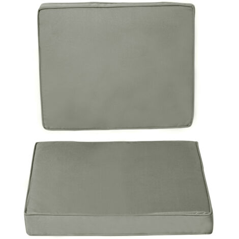 2 coussins de chaise, 56 x 52 cm, housse en tissu avec fermeture éclair, rembourrage de 7 cm d'épaisseur, lavable, gris foncé
