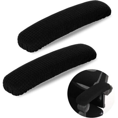 2 Couvertures d'Accoudoir de Bureau Extensible en Polyester - Protection pour Coudes (Longueur 40cm) (Noir)