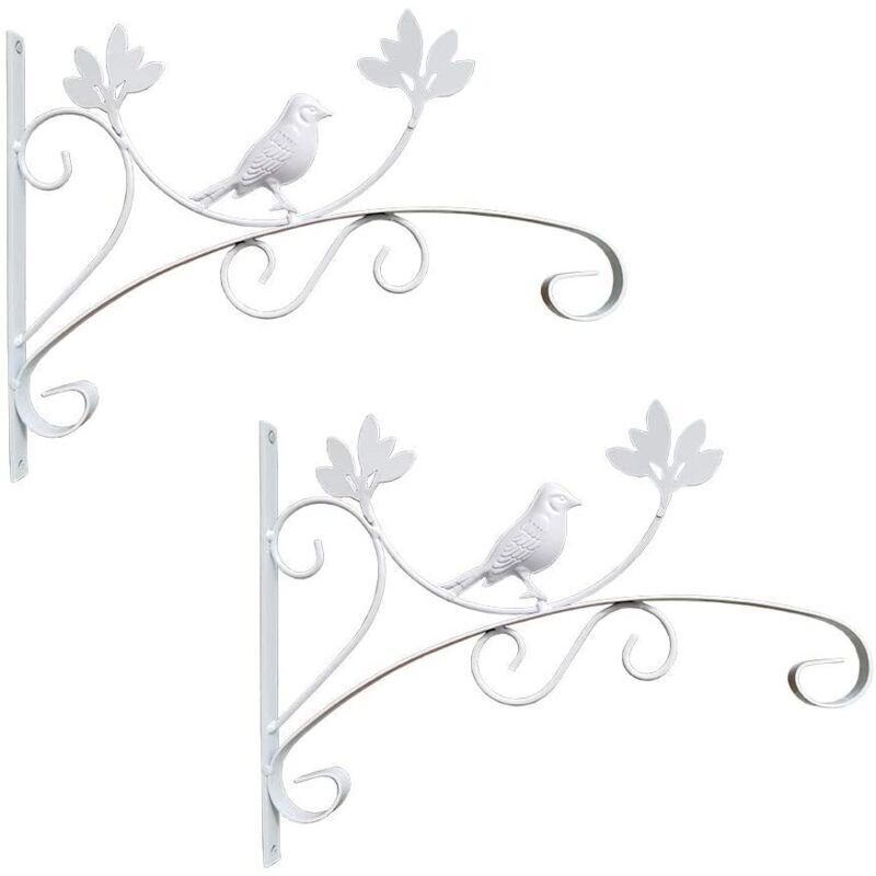 2 crochets blancs en forme d'oiseau pour suspendre des plantes, support de pot de fleurs en métal pour balcon et jardin