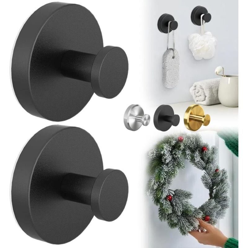 Jalleria - 2 crochets, crochets à ventouse étanches en acier inoxydable, peuvent être installés sur des portes de douche en verre, des carreaux, des