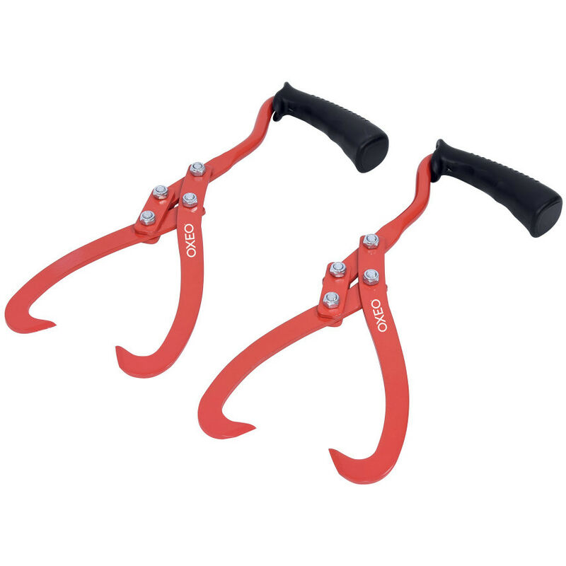 2 Crochets de levage pince à bois ouverture 27cm - Poignées antidérapantes - Manipulation du Bois de Jardin