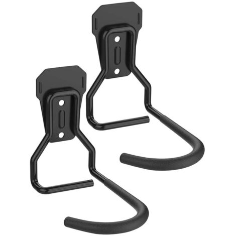 2 crochets pour vélo - Support mural en fer forgé - Robuste et durable - Fixation murale en L - Convient aux magasins de vélos, abris de jardin et garages - Noir
