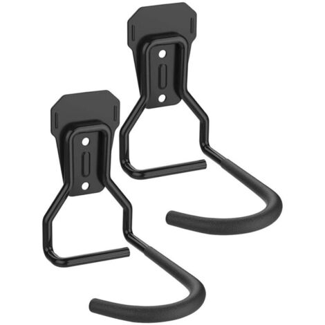 2 crochets pour vélo - Support mural en fer forgé - Robuste et durable - Fixation murale en L - Convient aux magasins de vélos, abris de jardin et garages - Noir