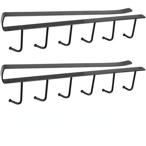 2 Cup Holder Inserts, Cabinet Organizer Hooks, 6 Cup Holders, Bottomless Kitchen Drill Hooks, Cabinet Organizer Rack - Black
