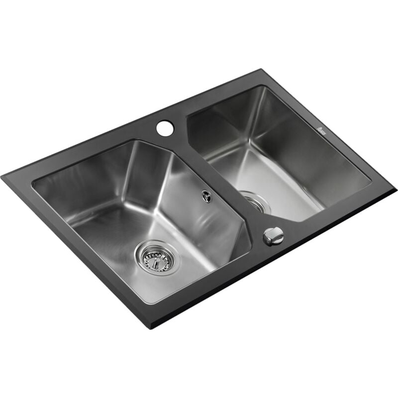 Expression lux 2 cuves 86 verre noir & inox poli - Noir