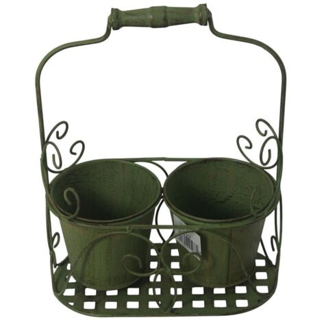 2 Decorative Basket Pot Holder - L15 x W30 x H30 cm - Green