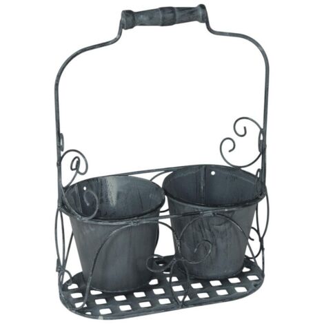 2 Decorative Basket Pot Holder - L15 x W30 x H30 cm - White