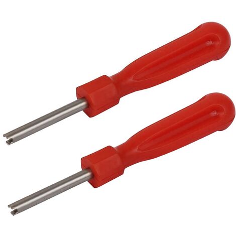 2 destornilladores de herramientas de cambio de núcleo de válvula de coche, mango ranurado rojo