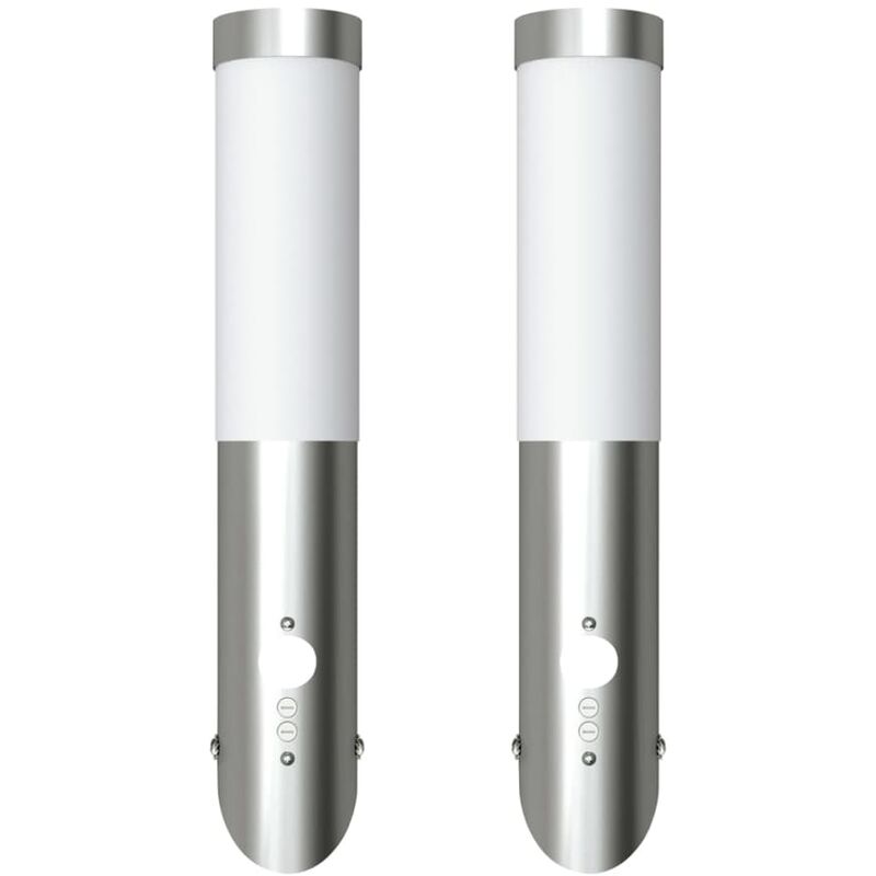

Vidaxl - 2 Apliques de exterior con detector de movimiento, acero inoxidable - Plateado