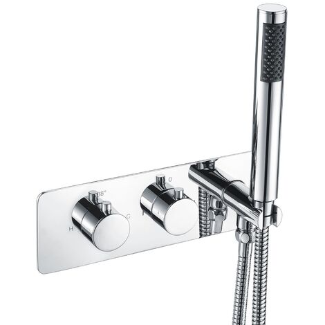 2 Dial 2 Way Round Thermostatic Concealed Valve Diverter & Shower Handset
